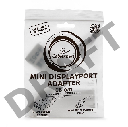Переходник Gembird Переходник miniDisplayPort - DisplayPort,  20M/20F, длина 16см, белый (A-mDPM-DPF-001-W)