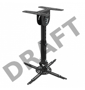 Кронштейн Wize WPA-B черный {Потолочные, Макс. крепежное расстояние 260х260, макс. вес нагрузки 12 кг, Наклон,поворот °+/-15, расстояние от стены/ потолка 35-46 см}