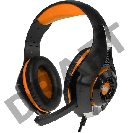 Наушники CROWN CMGH-102T Black&orange (Подключение USB, встроенная аудио карта, Частотныи? диапазон: 20Гц-20,000 Гц ,Кабель 2.1м,Размер D 250мм)