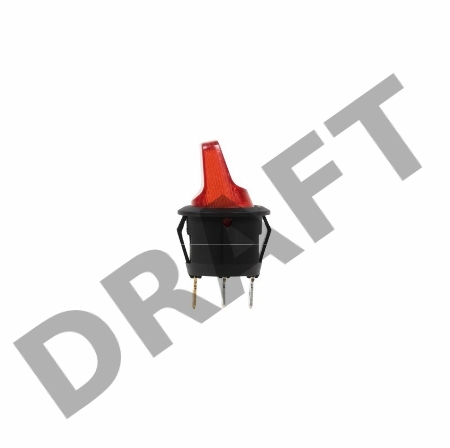 Выключатель клавишный круглый 250V 6А (3с) ON-OFF красный  REXANT