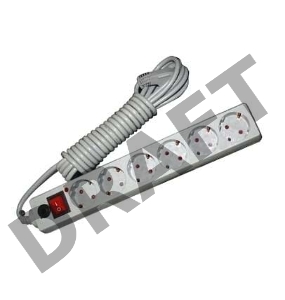 Удлинитель с сетевым фильтром 6х5м с заземл. 10А IP20 защ. шторки ПВС 3х0.75 сер. UNIVersal 967U-5005