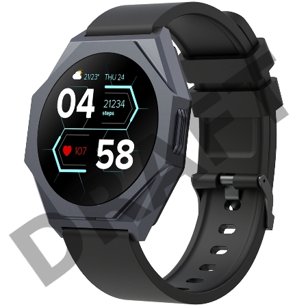 Смарт-часы CANYON Otto SW-86, Smart watch Realtek 8762DK LCD 1.3'' LTPS 360X360px, TP G+F 1+gesture 192KB Li-ion polymer battery 3.7v 280mAh,Gun aluminum alloy case middle frame+plastic bottom case+black silicone srap+gun strap buckle.host:45.4*42.4*9.6mm