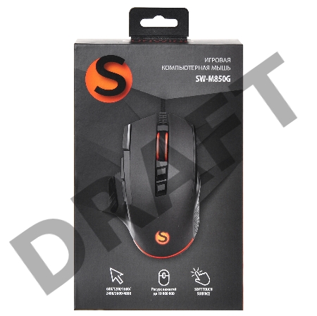 Мышь SunWind SW-M850G черный оптическая (6400dpi) USB для ноутбука (9but)