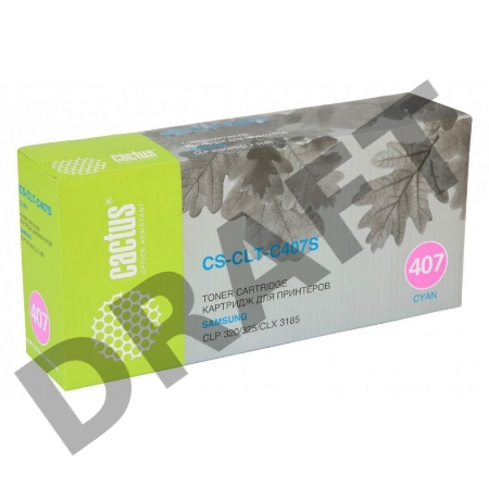 Тонер Картридж Cactus CS-CLT-C407S голубой для Samsung CLP-325 CLX-3185 (1000стр.)