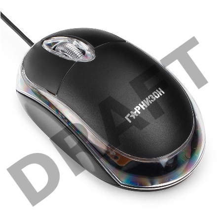 Мышь Гарнизон GM-100, USB, чип- Х, черный, 1000 DPI, 2кн.+колесо-кнопка