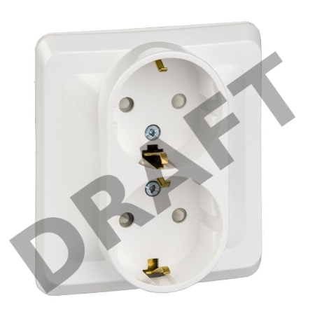 Розетка 2-м СП Этюд 16А защ. шторки с заземл. бел. SchE PC16-008B