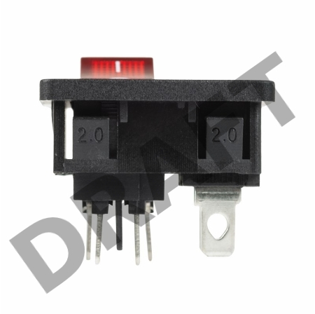 Выключатель клавишный 250 V 6 А (4с) ON-OFF красный с подсветкой и штекером C8 2PIN  REXANT