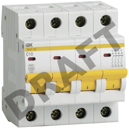 Выключатель автоматический модульный 4п C 10А 4.5кА ВА47-29 ИЭК MVA20-4-010-C