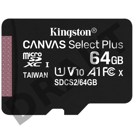 Флеш карта microSDHC 64GB microSDXC Class10 Kingston <SDCS2/64GBSP> Class10 UHS-I Canvas Select up to 100MB/s