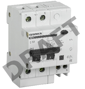 Выключатель автоматический дифференциального тока 2п 10А 30мА АД12 GENERICA ИЭК MAD15-2-010-C-030