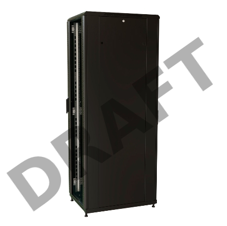 Шкаф серверный WRline (WR-TT-4768-AS-RAL9004) напольный 47U 600x800мм пер.дв.стекл задн.дв.стал.лист 2 бок.пан. 800кг черный 710мм 2277мм IP20 сталь