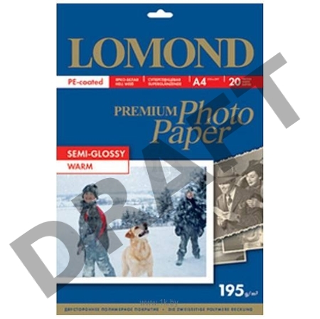 Фотобумага ПРЕМИУМ для стр.печати LOMOND А4, 195 г/м2 односторонняя Warm Semi- Glossy (20л)