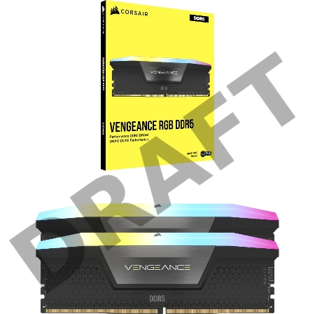Модуль памяти Corsair Vengeance RGB  DDR5 Dimm CMH32GX5M2B5200C40 5200MHz 32GB 2x16GB Unbuffered, 40-40-40-77, XMP 3.0, Black Heatspreader, 1.25V (692850)