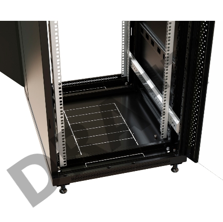 Шкаф серверный WRline (WR-TT-4768-AS-RAL9004) напольный 47U 600x800мм пер.дв.стекл задн.дв.стал.лист 2 бок.пан. 800кг черный 710мм 2277мм IP20 сталь