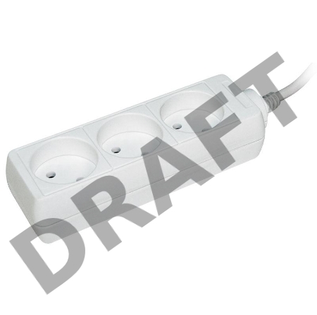 Удлинитель Iek WYP10-06-03-05-N У3 3 места 2Р/5метров 2х0.75мм2 10А/250 IEK