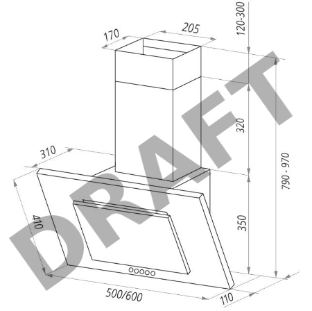 Вытяжка каминная Maunfeld TOWER C 50 белый управление: кнопочное (1 мотор)