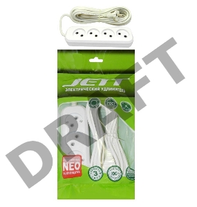 Удлинитель ДЖЕТТ РС-4 без з/м, 4р*3м ( провод ПВС 2х0,75 ) (35шт) 155-403    