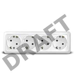 Розетка 4-м ОП Олимп с заземл. бел. UNIVersal 1163