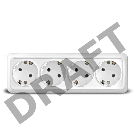 Розетка 4-м ОП Олимп с заземл. бел. UNIVersal 1163