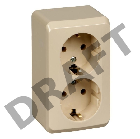 Розетка Schneider Electric 2-м ОП Этюд 16А с заземл. крем. SchE PA16-007K