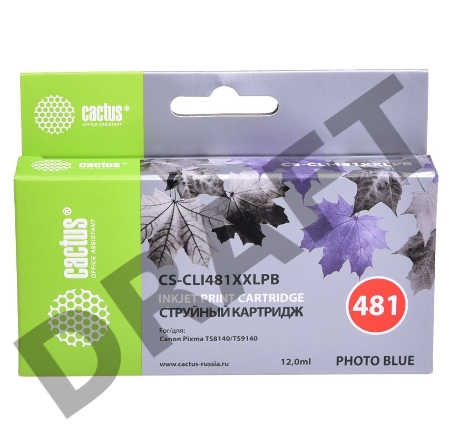 Картридж струйный Cactus CS-CLI481XXLPB фото голубой (12мл) для Canon Pixma TS8140/TS9140