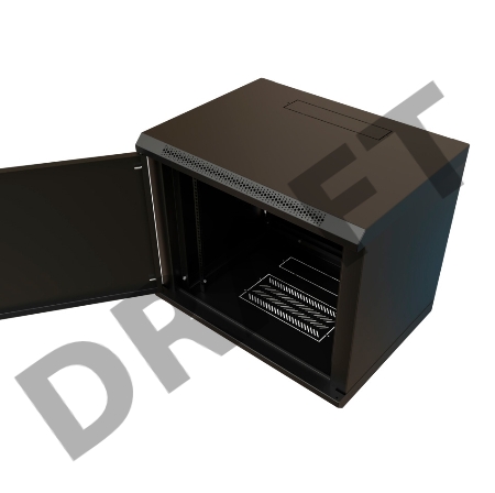 Шкаф коммутационный WRline (WR-TW-1266-SR-RAL9004) настенный 12U 600x600мм пер.дв.металл 2 бок.пан. 60кг черный 520мм 650мм IP20 сталь