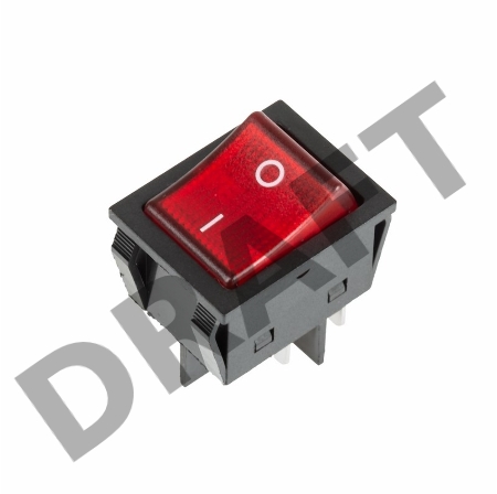 Выключатель клавишный 250V 25А (4с) ON-OFF красный с подсветкой  REXANT