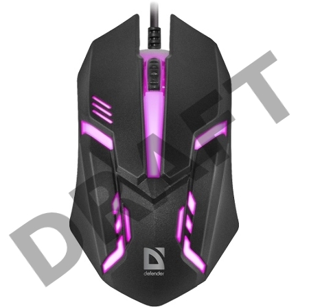 Мышь проводная Defender Cyber MB-560L [52560] {, 7 цветов, 3 кнопки,1200dpi, черный}