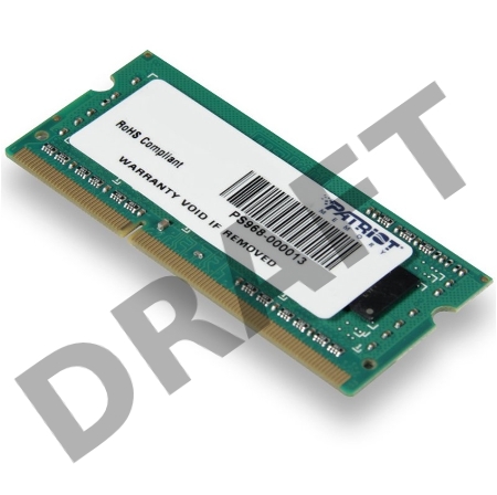 Память Patriot DDR3 4Gb 1600MHz SO-DIMM PSD34G160081S RTL PC3-12800 CL11  204-pin 1.5В