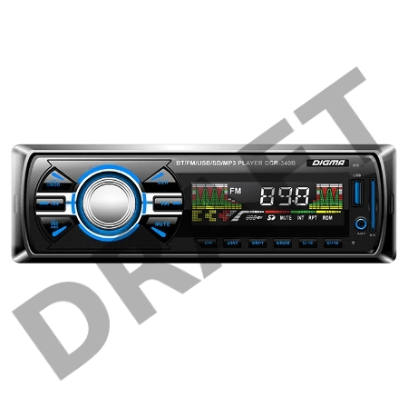 Автомагнитола Digma DCR-340B 1DIN 4x45Вт
