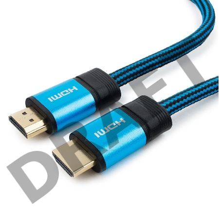Кабель HDMI Cablexpert, серия Gold, 7,5 м, v1.4, M/M, синий, позол.разъемы, алюминиевый корпус, нейлоновая оплетка, коробка