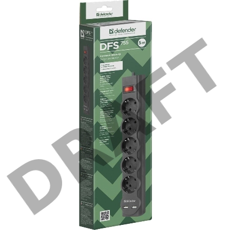 Сетевой фильтр DEFENDER 5M DFS 755 5OUTL. 99755