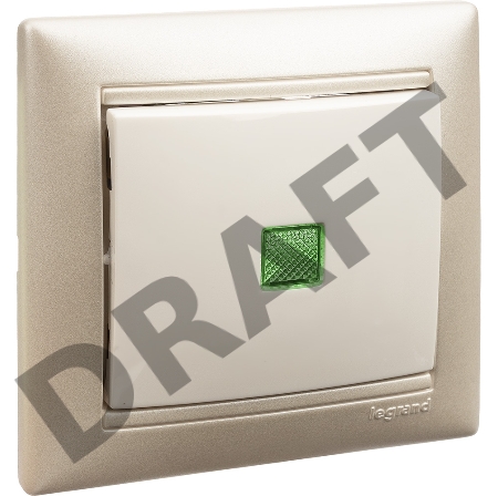 Механизм выключателя 1-кл. СП Valena 10А IP31 с зел. инд. бел. Leg 774410