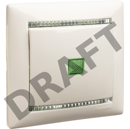 Механизм выключателя 1-кл. СП Valena 10А IP31 с зел. инд. бел. Leg 774410