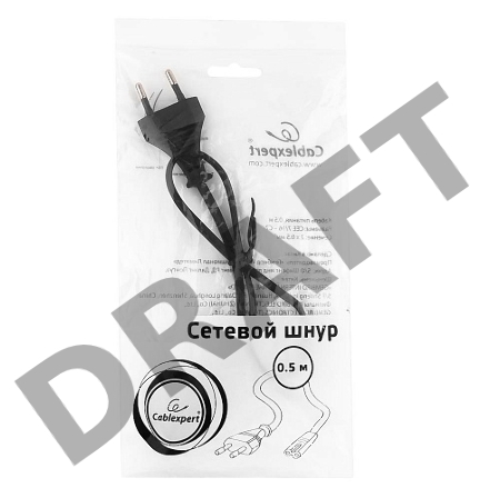 Кабель питания для ноутбуков, аудио/видео техники Gembird PC-184/2-0.5М, 0.5м, 2-pin, черный, пакет    