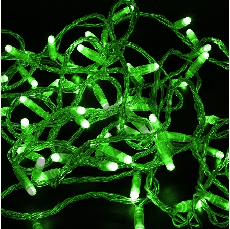 Гирлянда Нить 10м, эффект мерцания (каждый 5-ый), прозрачный ПВХ, 230В, цвет: Зелёный