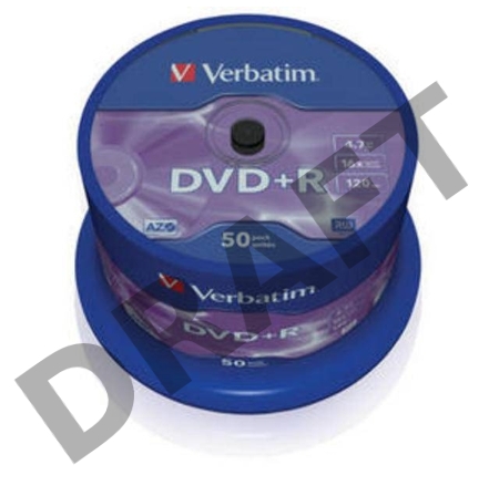 Диск DVD+R Verbatim 4.7Gb 16x Cake Box (50шт) (43550)