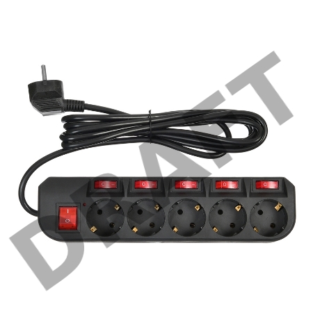 Сетевой фильтр Buro 500SH-3-SW-B 3м (5 розеток) черный (коробка)