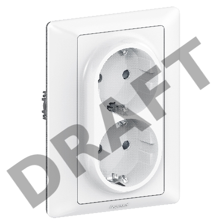 Силовая розетка двойная 2х2К+З 16А 250В. С защитными шторками. Безвинтовые зажимы Valena IN'MATIC. 