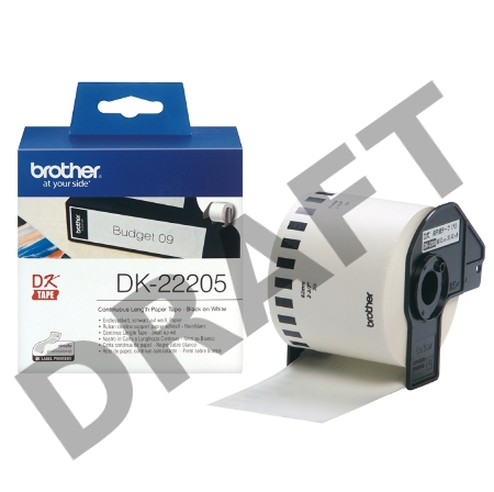 Бумажная клеящаяся лента Brother DK22205 (белая, ширина 62 мм x 30.48 м)