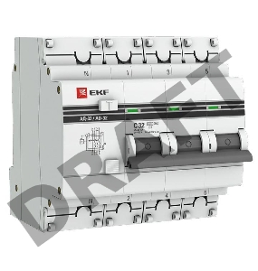 Выключатель авт. диф. тока 3п+N C 32А 30мА тип AC 4.5kA АД-32 PROxima EKF DA32-32-30-4P-pro