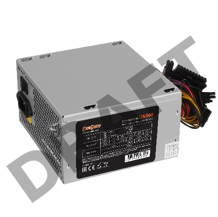 Блок питания 500W Exegate UN500, ATX, 12cm fan, 24+4pin, 6pin PCI-E, 3*SATA, 1*FDD, 2*IDE