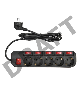 Сетевой фильтр Buro 500SH-1.8-SW-B 1.8м (5 розеток) черный (коробка)