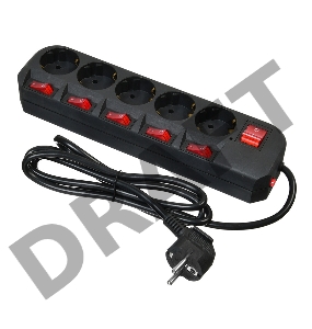 Сетевой фильтр Buro 500SH-1.8-SW-B 1.8м (5 розеток) черный (коробка)