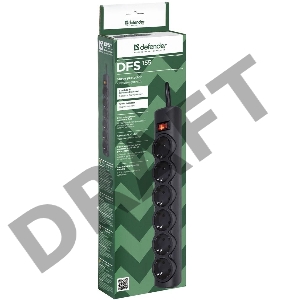 Сетевой фильтр Defender DFS 155 / 6 розеток / чёрный / 5.0 м