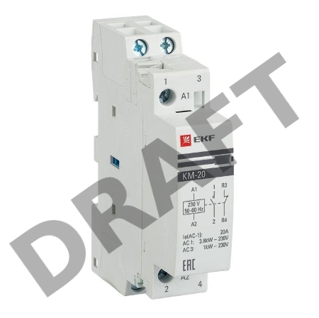 Контактор модульный КМ 20А NО+NC (1 мод.) EKF km-1-20-11