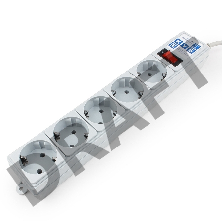 Сетевой фильтр  POWER CUBE 1,9 м.* 5 розеток, светло-серый