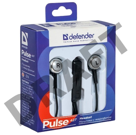 Наушники DEFENDER Pulse 427 черный, вставки 63427