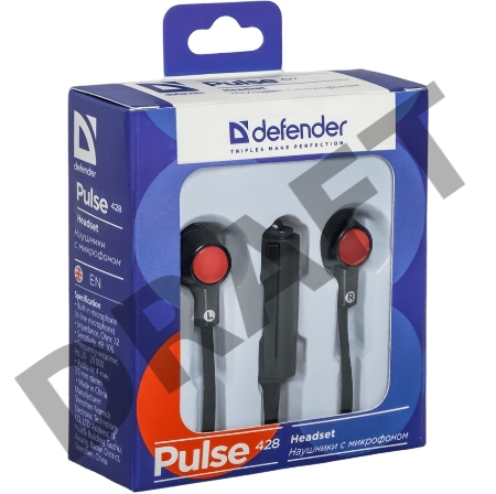 Наушники DEFENDER Pulse 428 черный, вставки 63428