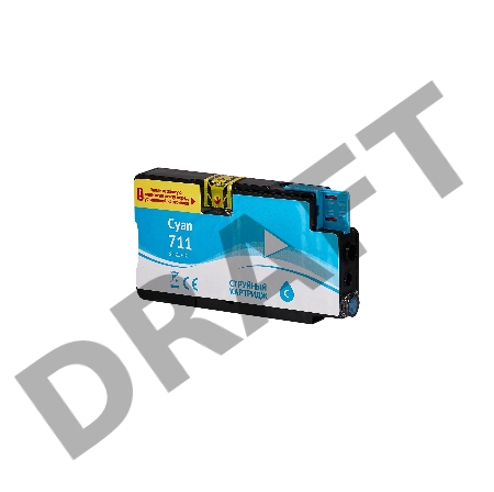 Струйный картридж Sakura CZ130A (№711 Cyan) для HP, голубой, 26 мл.